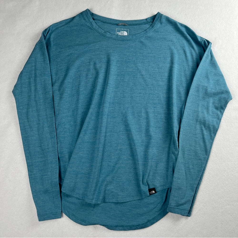 The North Face Women's Long Sleeve Cotton Blend Shirt Green Blue XS